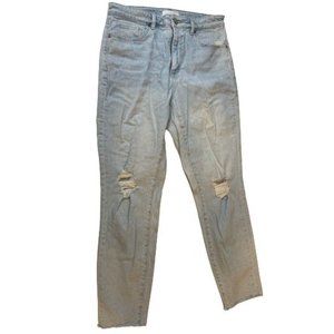 Loft Womens Jeans Curvy Skinny Ankle Distressed Raw Hem High Rise Blue Size 28